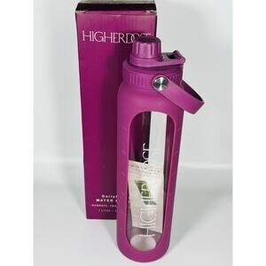 HighRDOSE‎ DailyDOSE 1L Glass Water Bottle w/ Silicone Sleeve, Time Markers